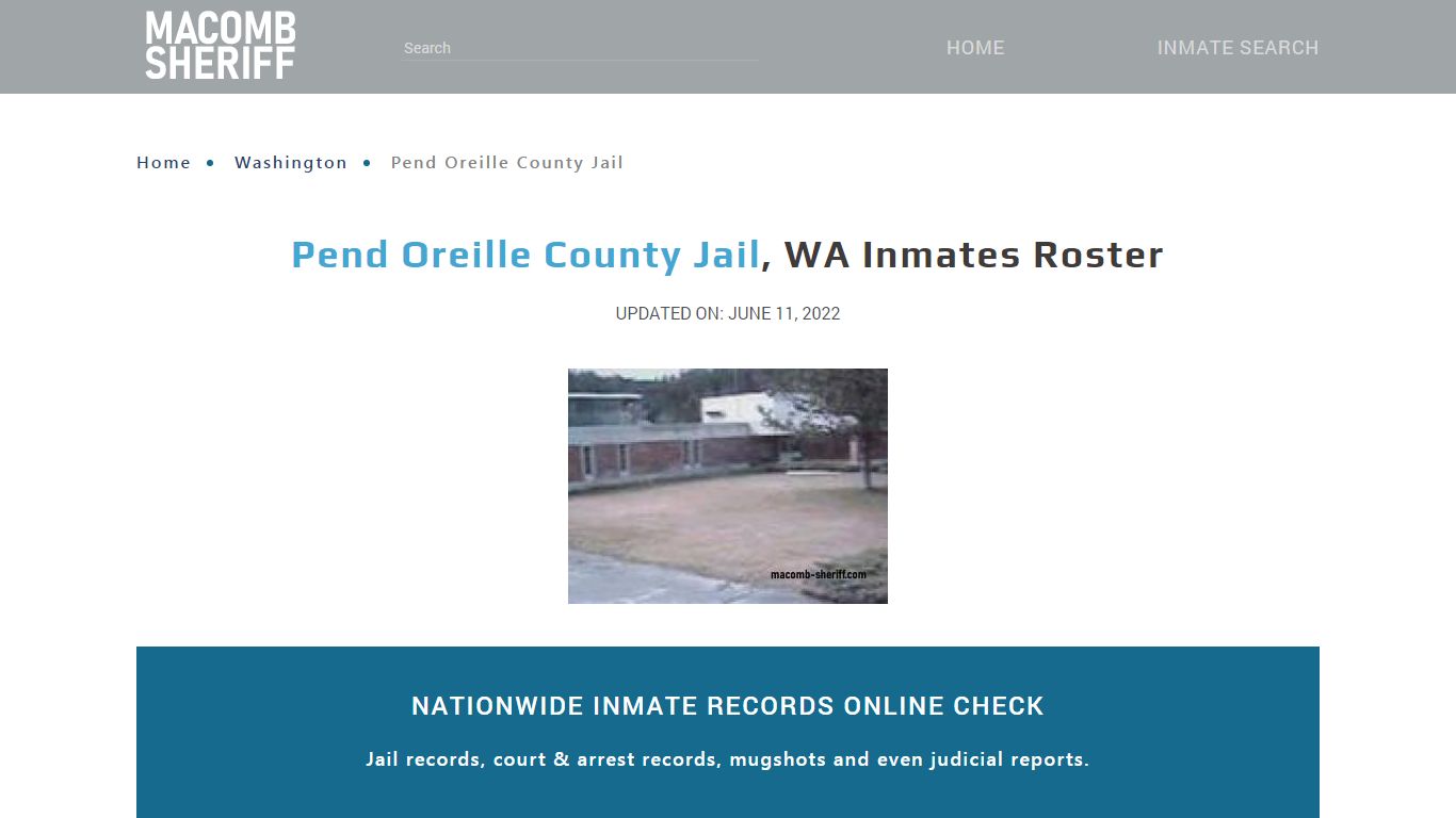 Pend Oreille County Jail, WA Jail Roster, Name Search